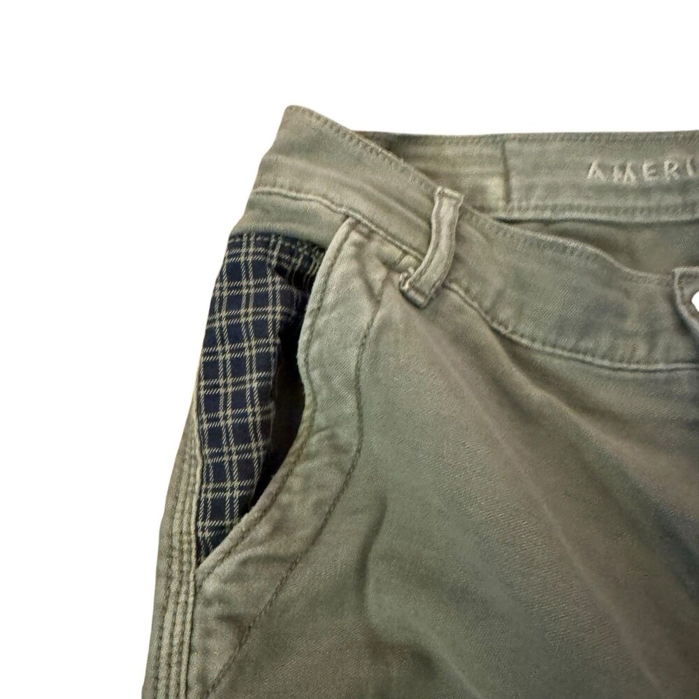 American Eagle Carpenter Patchwork‎ Stretch Utility Pants Womens Size 0 Green - Picture 8 of 16